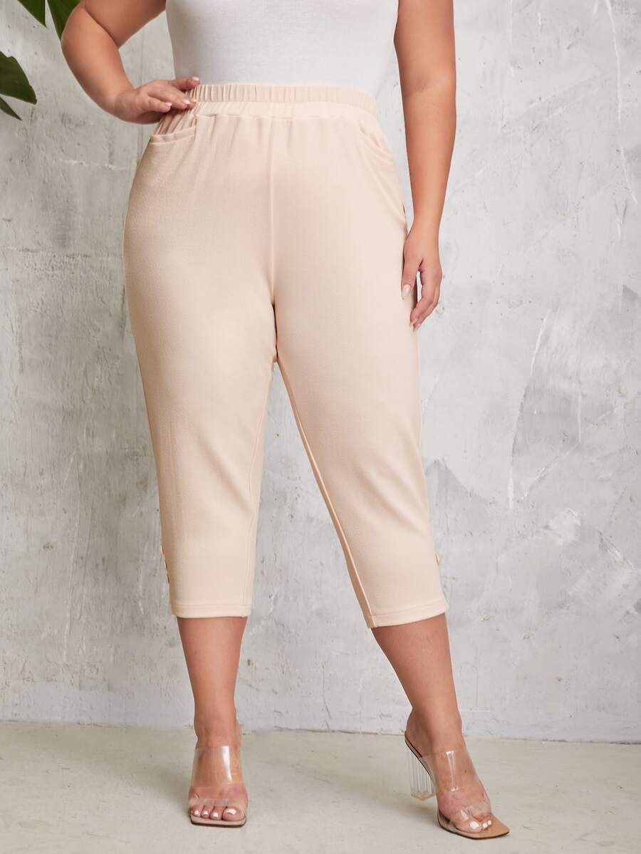 EMERY ROSE Pantalones zanahoria unicolor de talle alto