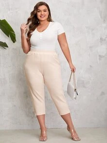 EMERY ROSE Pantalones zanahoria unicolor de talle alto