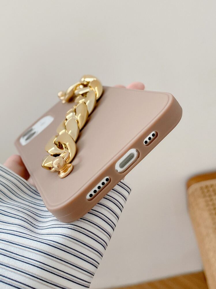 Chunky Chain Hand Strap Phone Case - Coffee Brown - View 4