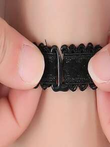 1雙可拆卸蕾絲鞋帶 - 黑色 - 查看 2