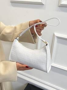 Waterproof,Lightweight,Business Casual Minimalist Crocodile Embossed Bag For Teen Girls Women College Students,Rookies & White-Collar Workers Perfect For Office,College,Work ,Business,Commute, Animal Print Women Bag - White - View 4