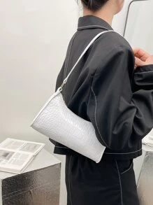 Waterproof,Lightweight,Business Casual Minimalist Crocodile Embossed Bag For Teen Girls Women College Students,Rookies & White-Collar Workers Perfect For Office,College,Work ,Business,Commute, Animal Print Women Bag - White - View 5