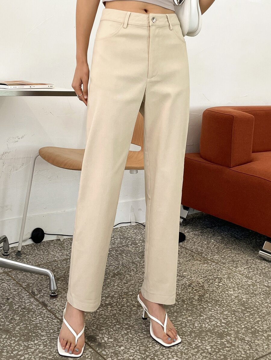 DAZY 斜口袋直筒褲 - 卡其色 - 查看 1