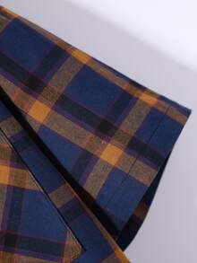 Manfinity Men Random Plaid Letter Embroidery Dual Pocket Drop Shoulder Shirt Without Tee - Multicolor - View 6