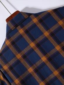 Manfinity Men Random Plaid Letter Embroidery Dual Pocket Drop Shoulder Shirt Without Tee - Multicolor - View 7