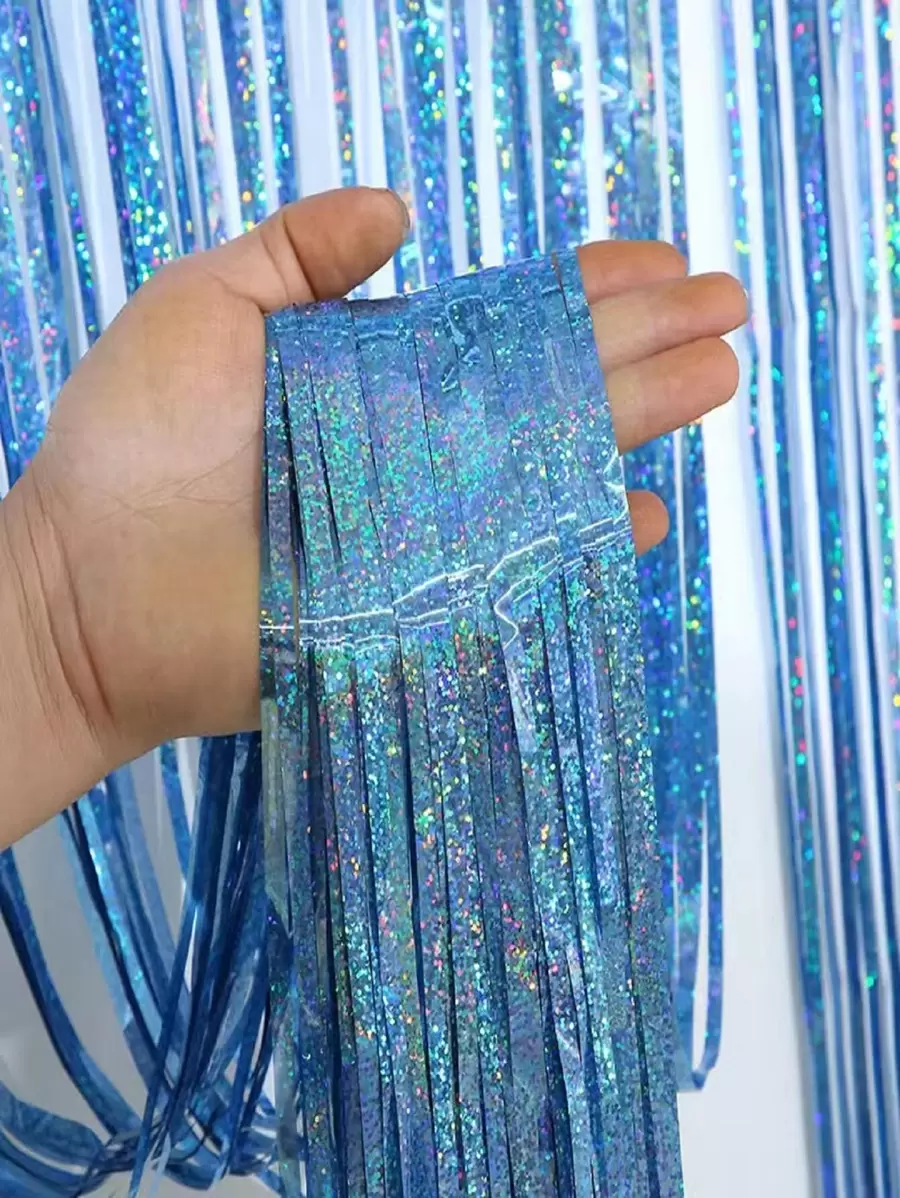 1pc Plastic PET Hanging Rain Curtain For Party Decorations - Baby Blue - View 1