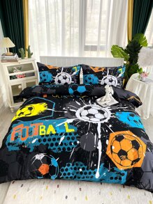 Set colcha sin relleno con estampado de fútbol - Multicolor - Ver 4