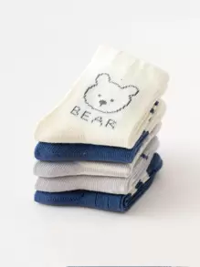 5pairs/set Cute Animal Print Mid-calf Socks For Boys And Girls - Multicolor - View 3