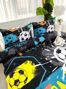 Set colcha sin relleno con estampado de fútbol - Multicolor - Ver 5