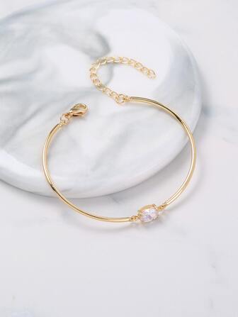 Nooxian 橢圓形方晶鋯石裝飾手環