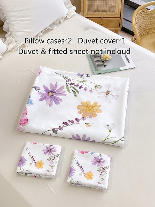 Flower Pattern Duvet Cover Set Without Filler SHEIN UK
