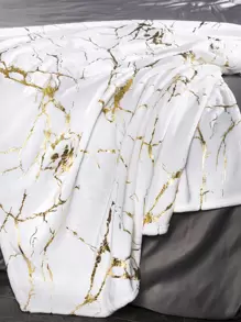 金屬質感大理石圖案法蘭絨毯子