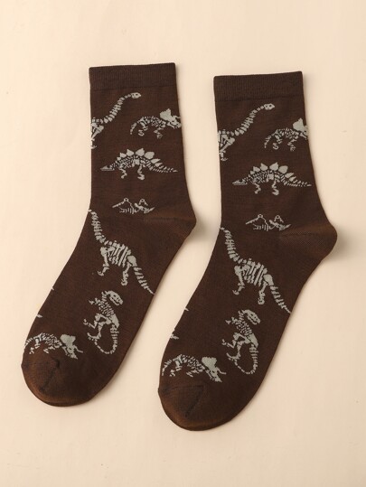 Guys Dinosaur Pattern Crew Socks