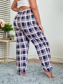 Plus Plaid Print Sleep Trousers - Multicolor - View 2