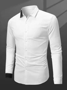 Manfinity Men Contrast Panel Shirt - White - View 1