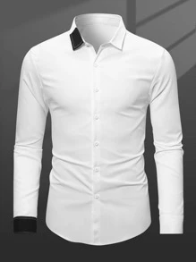Manfinity Men Contrast Panel Shirt - White - View 6