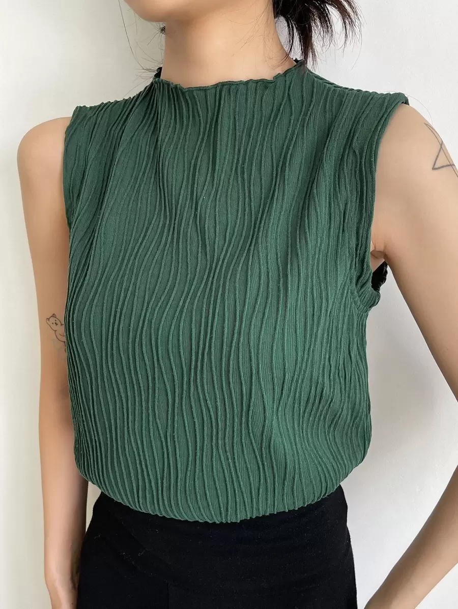 DAZY 女士商务休闲纯色领口纹理宽松背心夏季