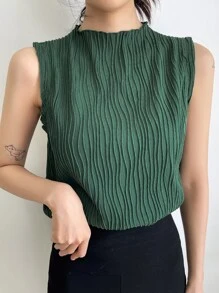 DAZY 女士商务休闲纯色领口纹理宽松背心夏季