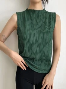 DAZY 女士商务休闲纯色领口纹理宽松背心夏季