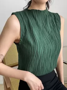 DAZY 女士商务休闲纯色领口纹理宽松背心夏季