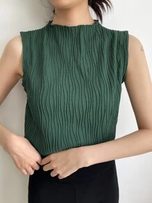 DAZY 女士商务休闲纯色领口纹理宽松背心夏季