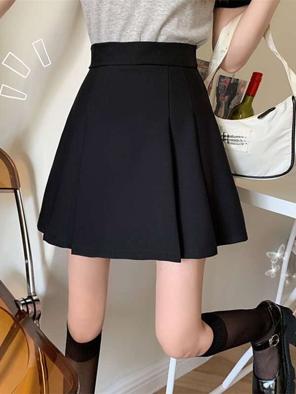 High Waist Pleated Skirt