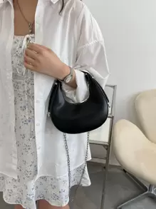 Women Plain Shoulder Underarm Hobos Bags Fashion Casual Waterproof,Lightweight,Business Casual Minimalist Hobo Bag For Teen Girls Women College Students,Rookies & White-Collar Workers Perfect For Office,College,Work ,Business,Commute - Black - View 2