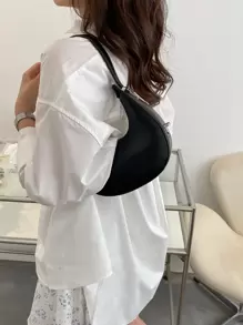 Women Plain Shoulder Underarm Hobos Bags Fashion Casual Waterproof,Lightweight,Business Casual Minimalist Hobo Bag For Teen Girls Women College Students,Rookies & White-Collar Workers Perfect For Office,College,Work ,Business,Commute - Black - View 3