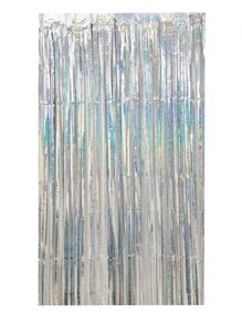 1 chiếc rèm dây nhựa PET hình giọt mưa dùng để trang trí tiệc - Bạc - Xem 2