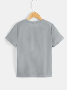 SHEIN Tops con trai Thú vật Slogan Giải trí - Màu Xám nhạt - Xem 2