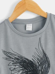 SHEIN Tops con trai Thú vật Slogan Giải trí - Màu Xám nhạt - Xem 4