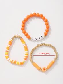 3pcs Heart & Flower Decor Bracelet - Multicolor - View 4
