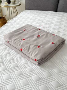 Rose Broderat Quiltat överkast - Ljusgrå - Visa 2