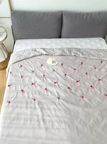 Rose Broderat Quiltat överkast - Ljusgrå - Visa 4