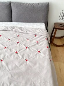 Rose Broderat Quiltat överkast - Ljusgrå - Visa 5