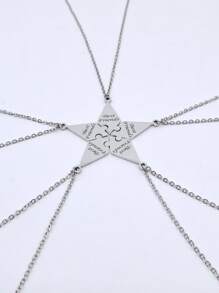 5pcs Geometric Puzzle Pendant Necklace - Silver - View 1