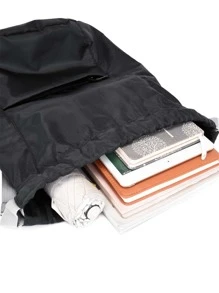 Men Minimalist Drawstring Backpack - Black - View 3