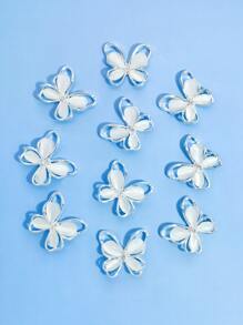 10 miếng trang trí móng tay hình con bướm có đính đá mắt mèo - Bạc - Xem 2