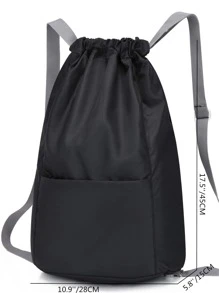 Men Minimalist Drawstring Backpack - Black - View 5