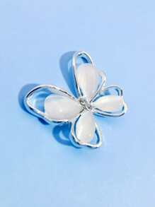 10 miếng trang trí móng tay hình con bướm có đính đá mắt mèo - Bạc - Xem 3