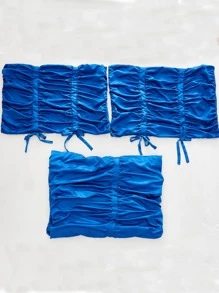 針襇設計被套套裝不附帶內芯 - 寶藍色 - 查看 4