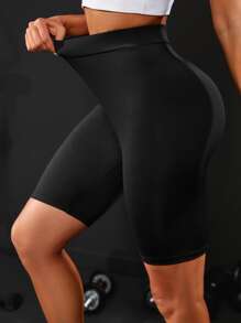 Yoga Basic Quần Shorts Thể thao Nữ màu trơn - màu đen - Xem 1