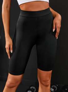 Yoga Basic Quần Shorts Thể thao Nữ màu trơn - màu đen - Xem 3