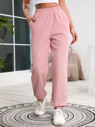 Gameset SHEIN Sport 彈性腰帶斜口袋運動褲