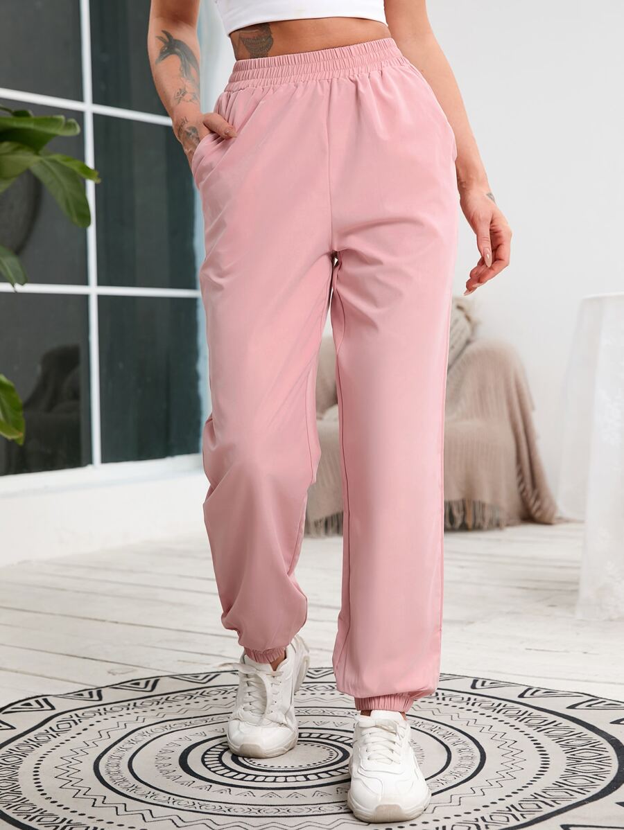 Gameset SHEIN Sport Elastic Waist Slant Pocket Sports Trousers - Baby Pink - View 1