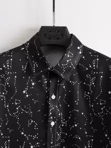 Manfinity Hypemode Men Galaxy Print Shirt Without Tee - Black - View 3
