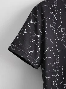 Manfinity Hypemode Men Galaxy Print Shirt Without Tee - Black - View 5