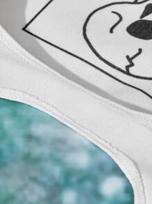 Personalhell Goth Skull & Letter Graphic Canvas Shopper Bag - White - View 3