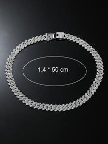 Hip Hop de moda y popular para mujeres, hombres, collar de decoración de diamantes de imitación, regalo de joyería perfecto para fiesta, aleación para fiesta y para una apariencia elegante - Plateado - Ver 5