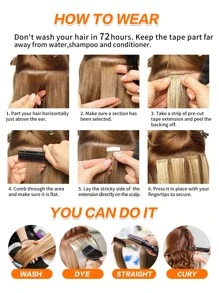 20 miếng băng keo highlight nối tóc thẳng P4/24 18-20 inch tóc thật nguyên chất nối tóc highlight màu băng keo nối tóc - SP4/24 - Xem 4